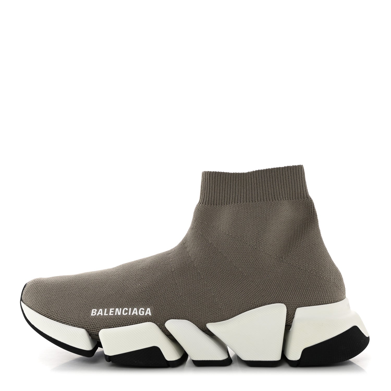 Balenciaga Technical 3D Recycled Knit Bi-Color Sole Womens Speed 2.0 Sneakers 41 Dark Beige White Black 1 of 9