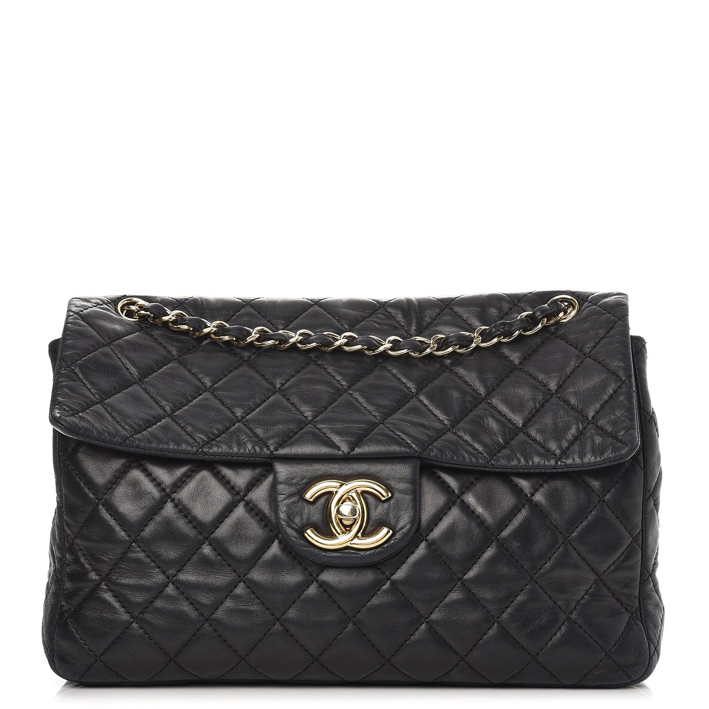 Lambskin Quilted Maxi Single Flap Black