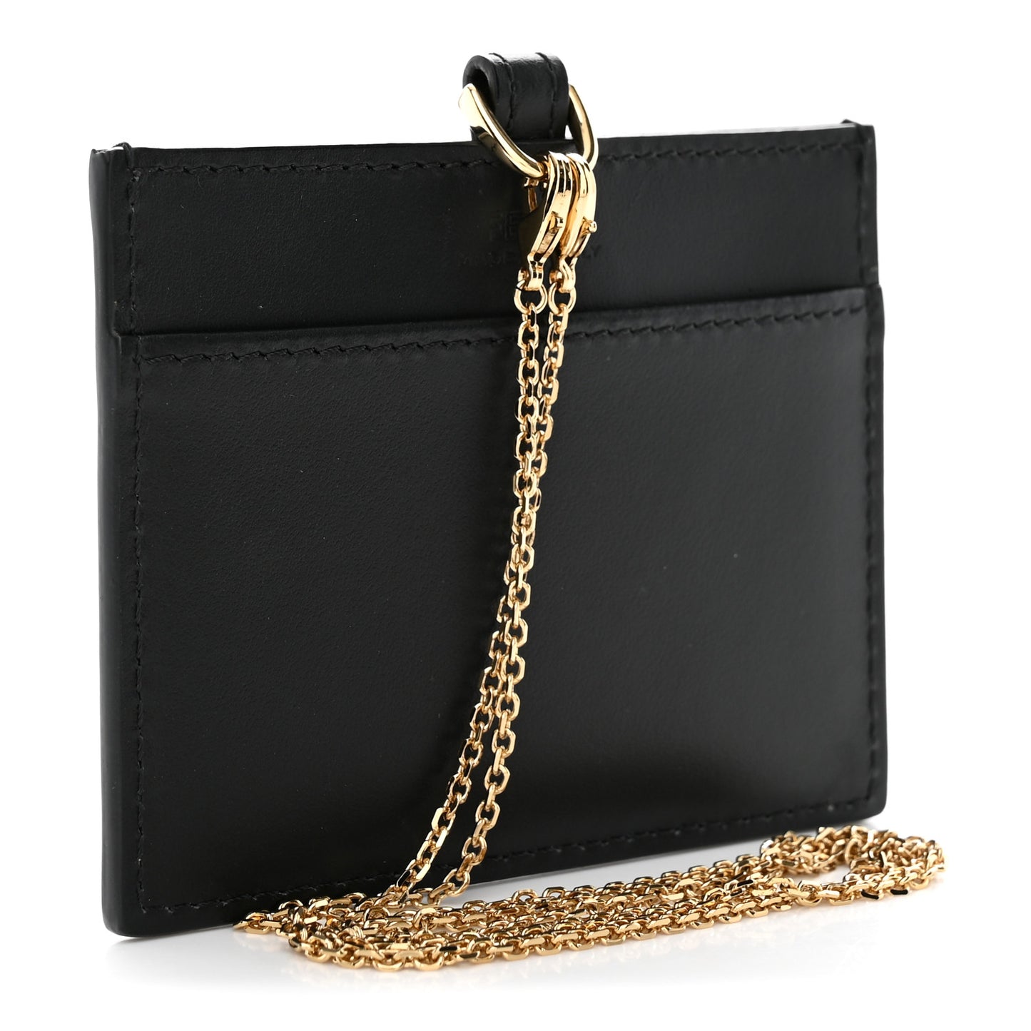 Vitello Kyoto Metal Fendi Roma Logo Badge Holder With Chain Black