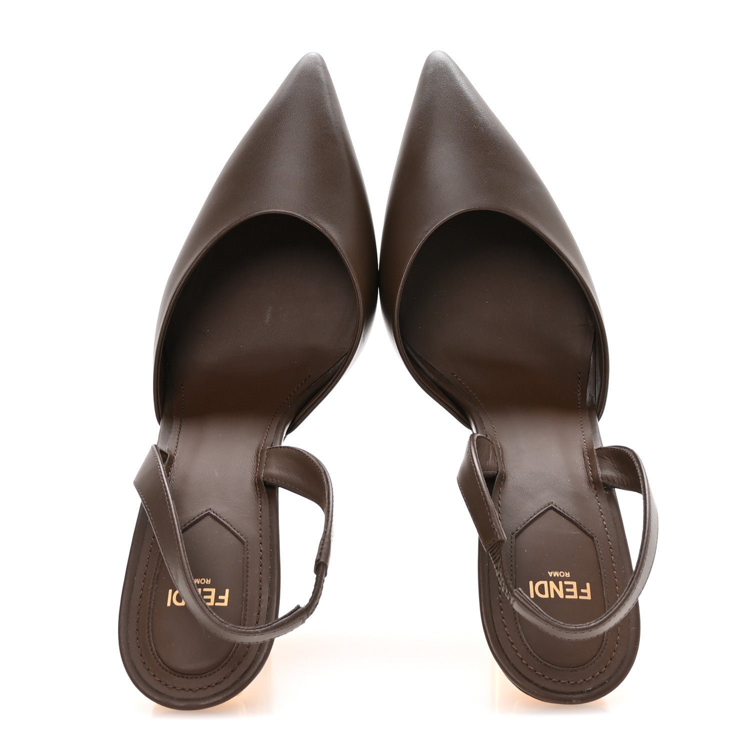 Fendi Vitello Fendi First 95mm Slingback Sandals 41 Coffee 2 of 7