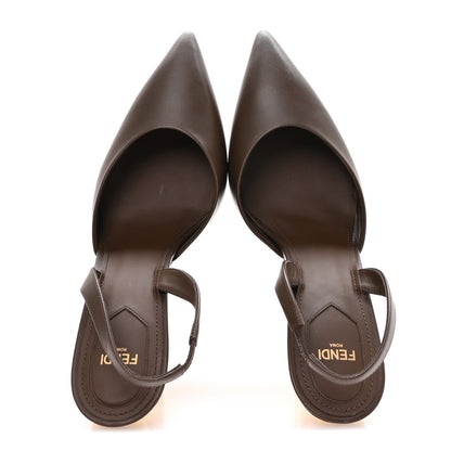Fendi Vitello Fendi First 95mm Slingback Sandals 41 Coffee 2 of 7