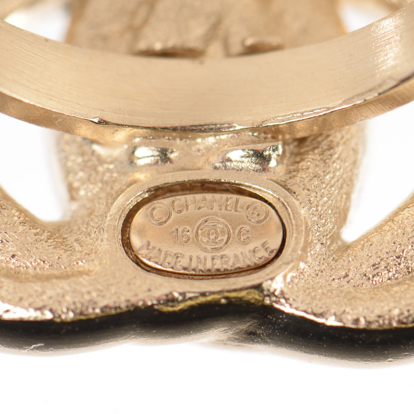 Crystal Double CC Ring 6.25 Light Gold