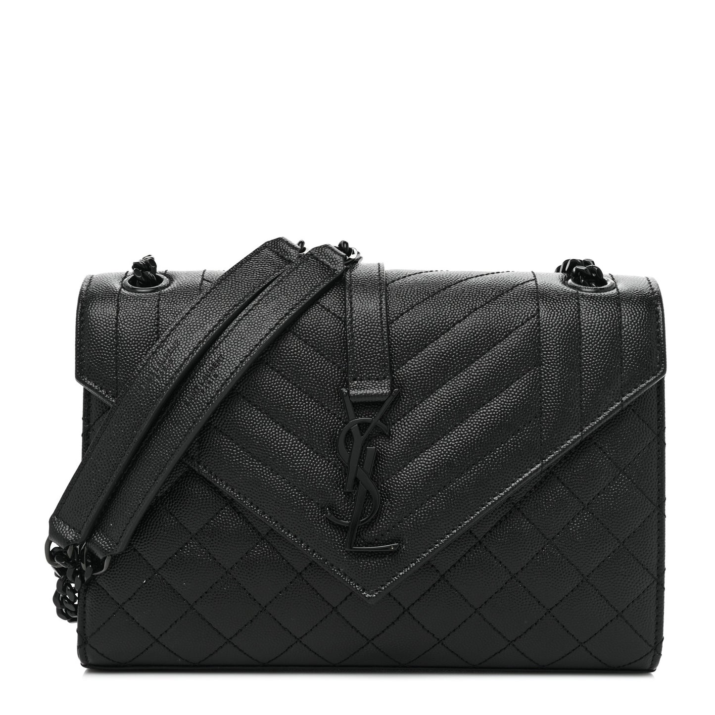 Grain De Poudre Textured Mixed Matelasse Triquilt Medium Monogram Satchel Black
