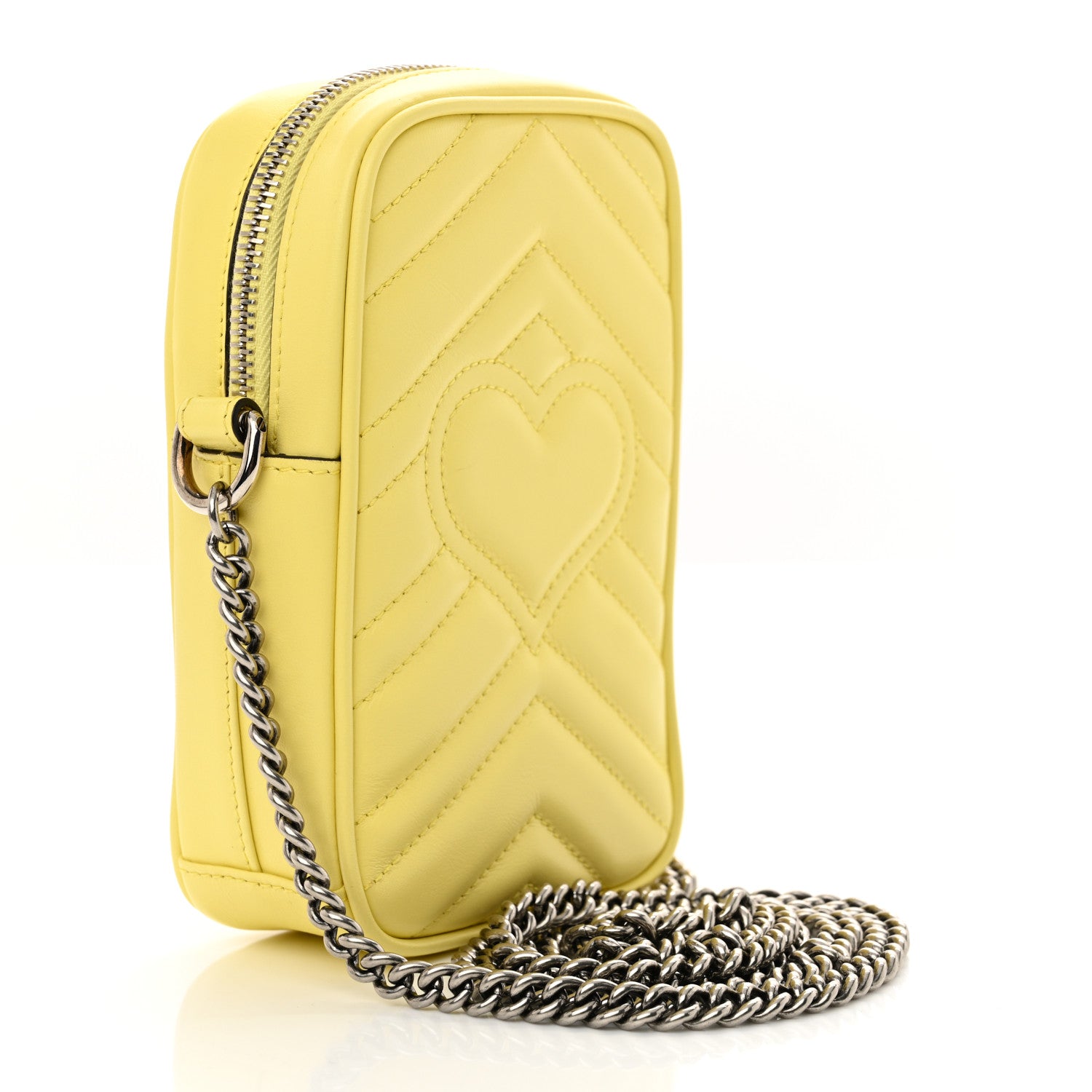 Gucci Calfskin Matelasse Mini GG Marmont Crossbody Bag Banana 3 of 13