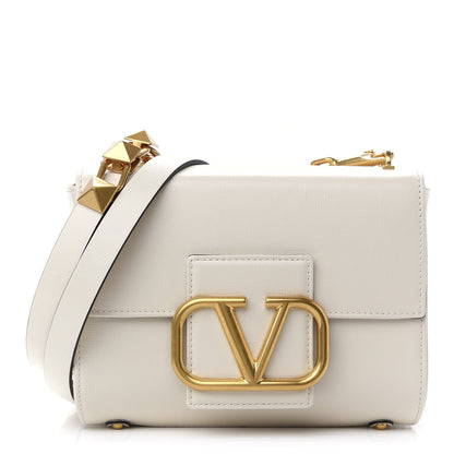 Valentino Garavani Grainy Calfskin VLogo Stud Sign Shoulder Bag Light Ivory 1 of 8