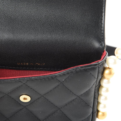 Chanel Calfskin Quilted About Pearls Card Holder Flap With Chain Black 7 of 13