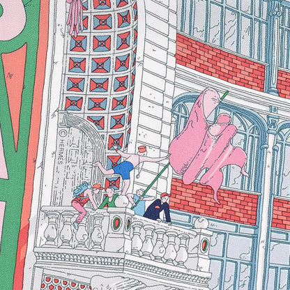 Hermes Silk Le Grand Prix du Faubourg Scarf 90 Bleu Rose Menthol 3 of 7