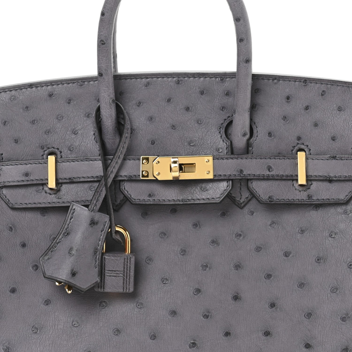 Hermes Ostrich Birkin 25 Gris Agate 8 of 11