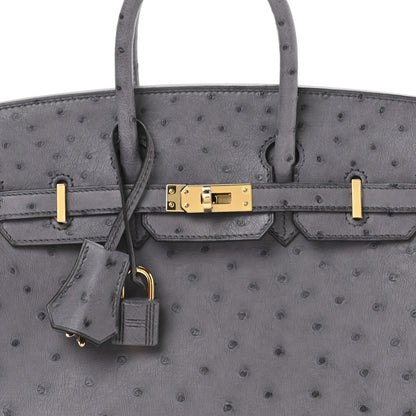 Hermes Ostrich Birkin 25 Gris Agate 8 of 11