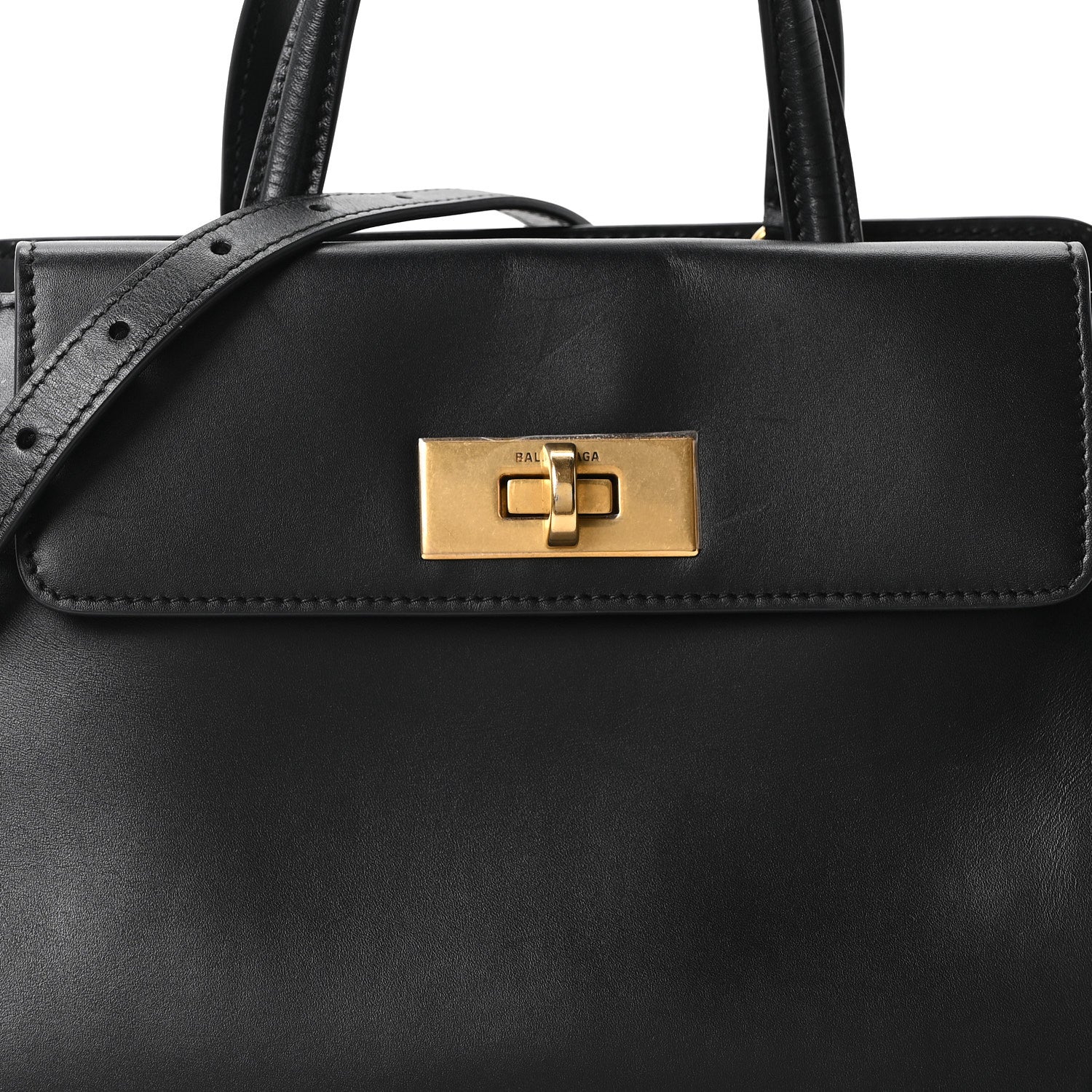 Balenciaga Shiny Box Calfskin Small Money Tote Black 6 of 8