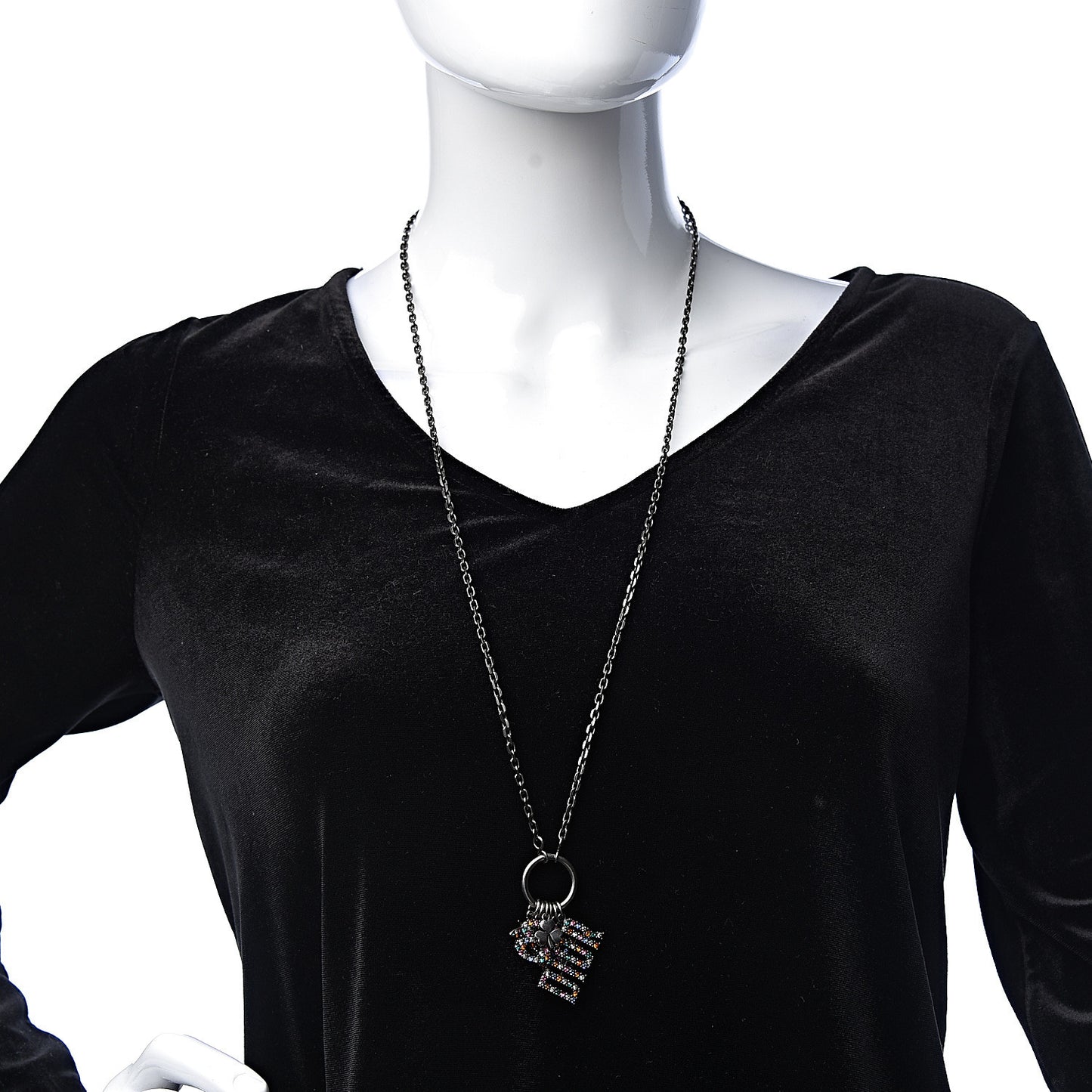 Metal Crystal Charms Necklace Multicolor