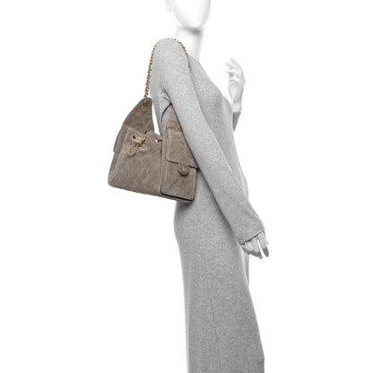Chanel Suede Quilted Small Chanel 25 Handbag Dark Grey 2 of 11