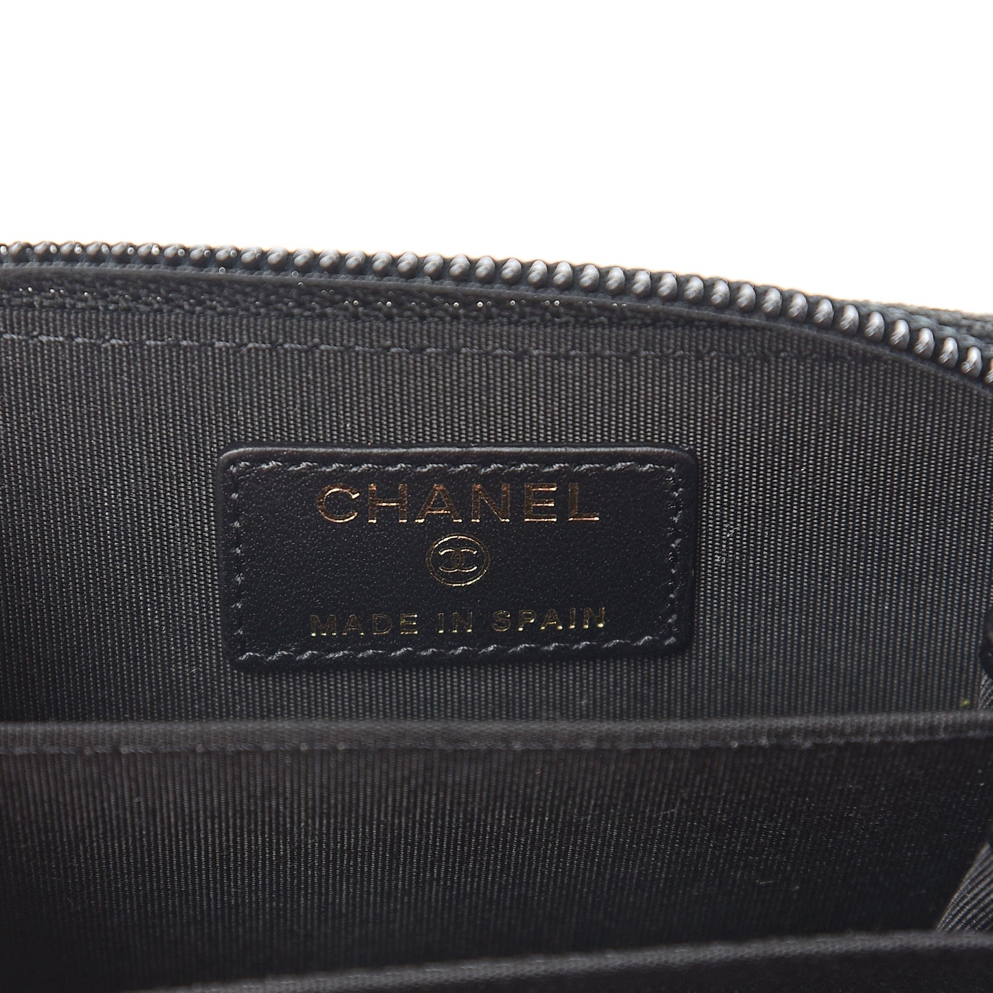 Caviar Chevron Quilted Boy Zip Around Coin Purse Wallet Black