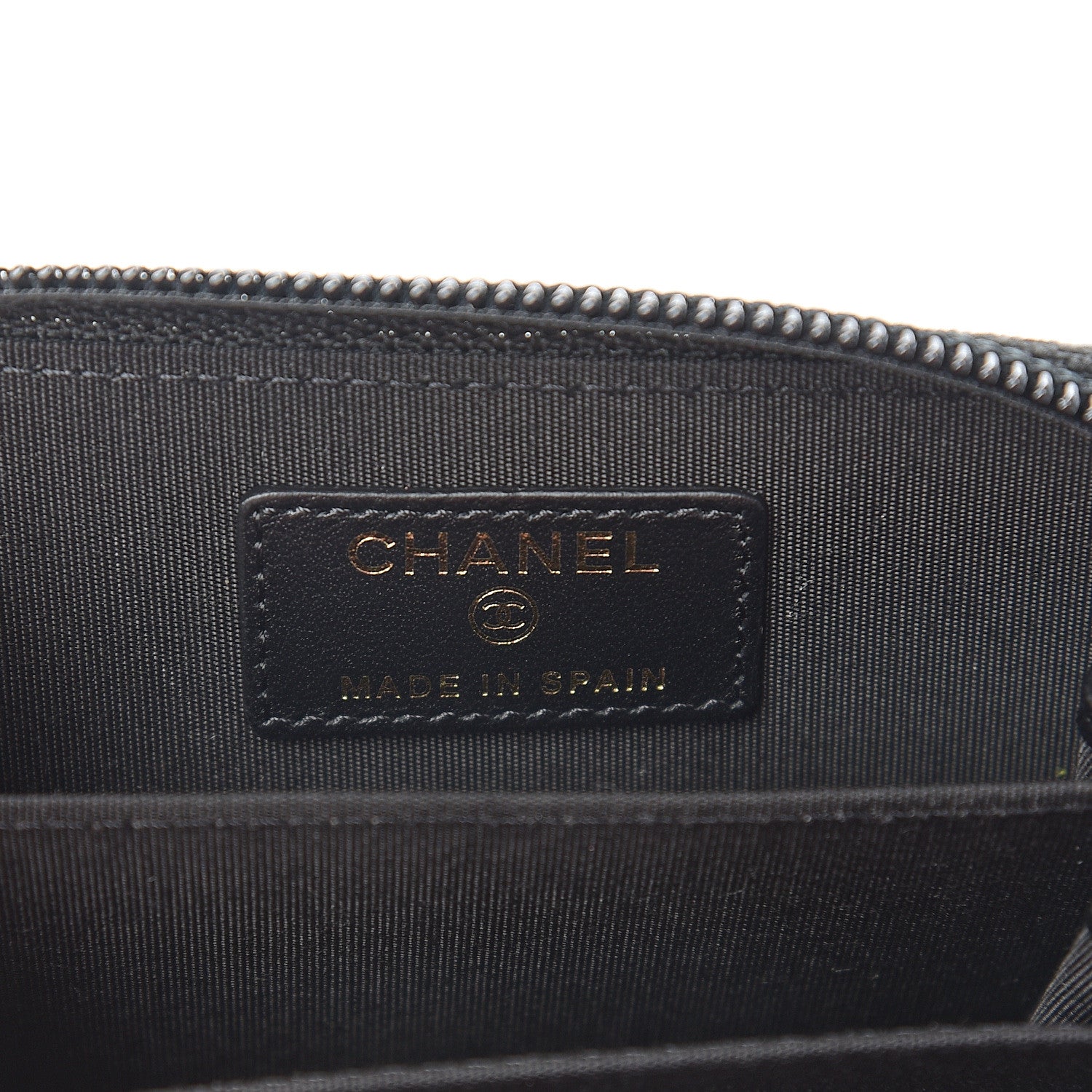 Chanel Caviar Chevron Quilted Boy Zip Around Coin Purse Wallet Black 5 of 7