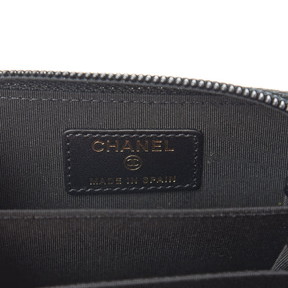Chanel Caviar Chevron Quilted Boy Zip Around Coin Purse Wallet Black 5 of 7