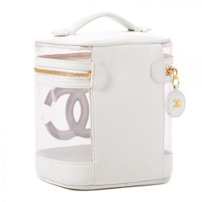 Chanel Calfskin PVC Vanity Cosmetic Case White 2 of 14