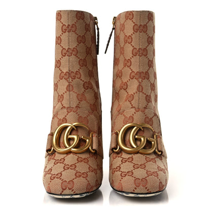 Gucci Monogram Malaga Kid GG Victoire 95mm Ankle Boots 36.5 Beige Ruggine Rust 2 of 7