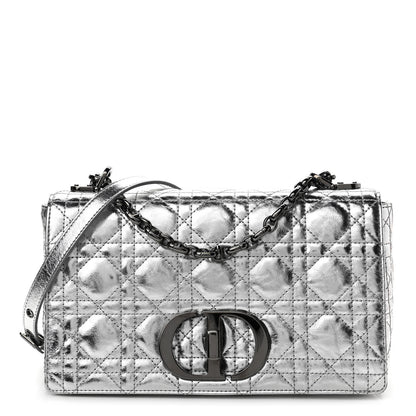 Christian Dior Metallic Calfskin Cannage Medium Caro Bag Argent 1 of 10