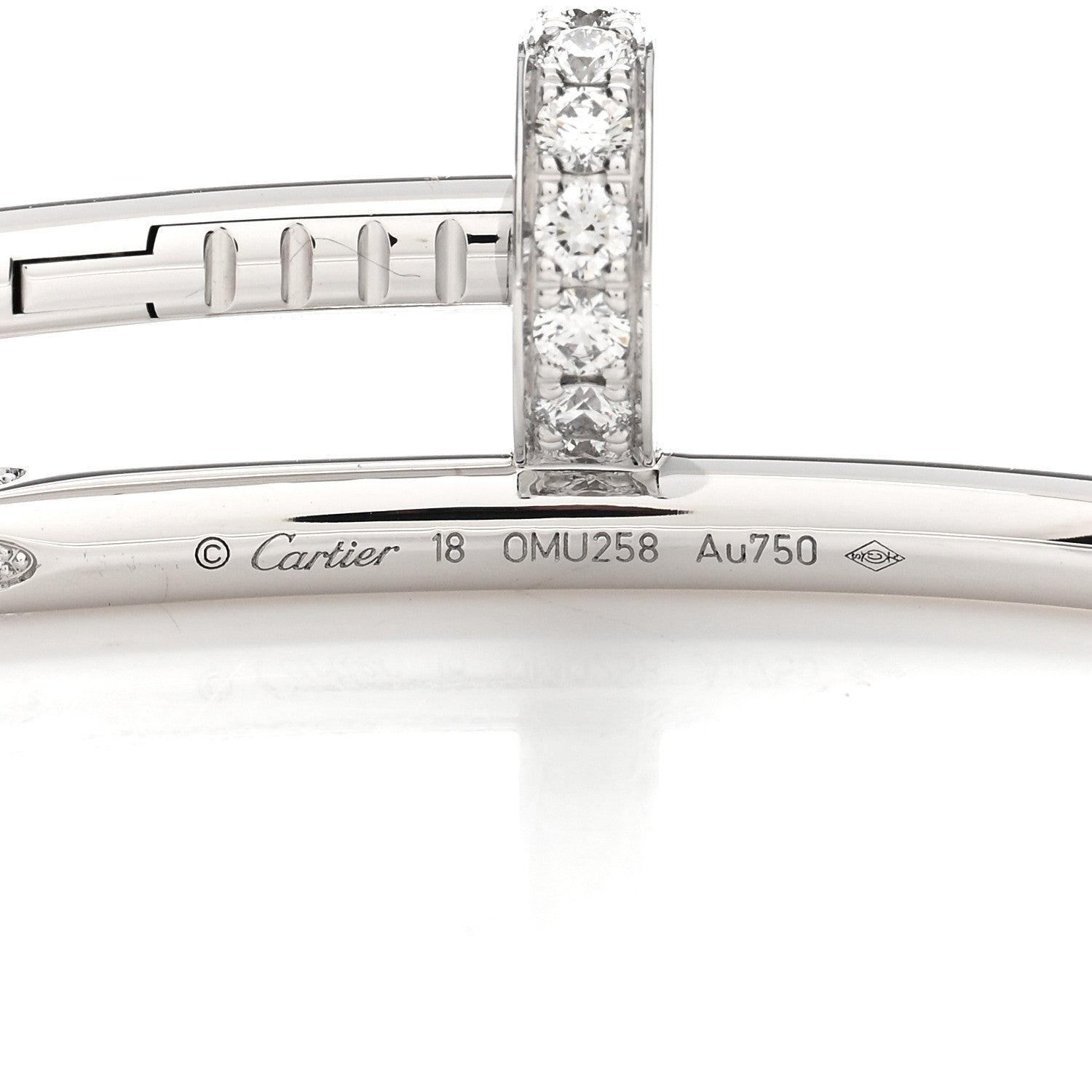Cartier 18K White Gold Diamond Juste Un Clou Bracelet 18 3 of 4