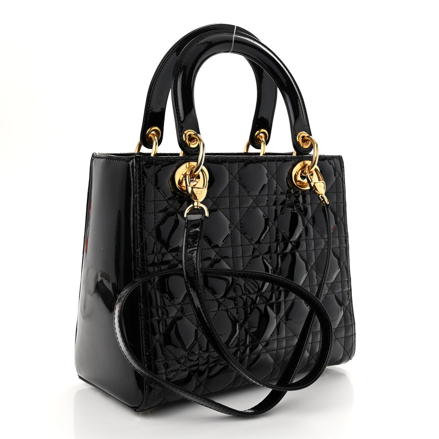 Patent Cannage Medium Lady Dior Black