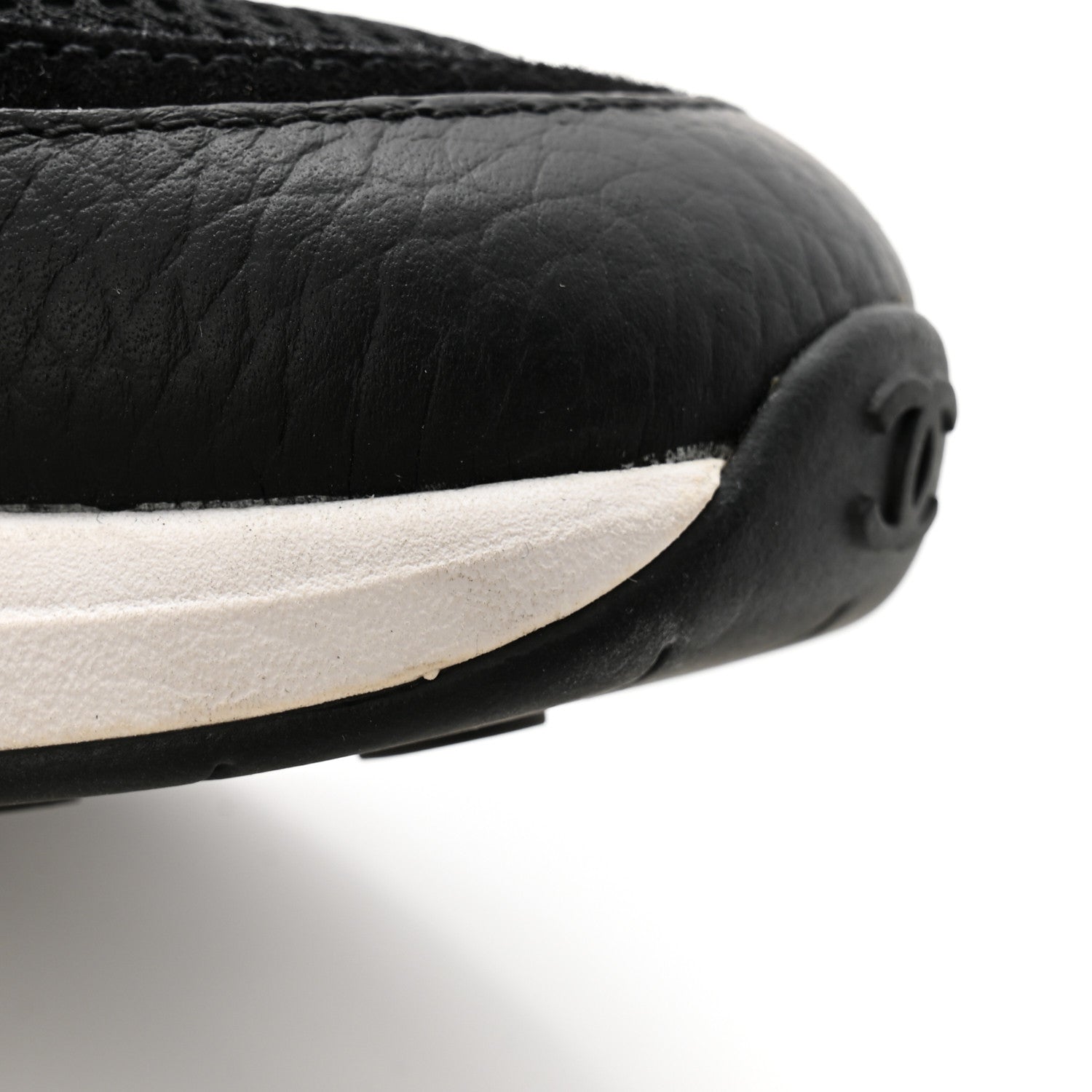 Chanel Calfskin Mesh Lycra Suede Womens Logo Sneakers 38.5 Black 10 of 11