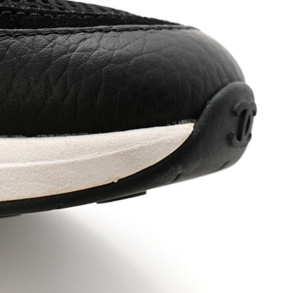 Chanel Calfskin Mesh Lycra Suede Womens Logo Sneakers 38.5 Black 10 of 11