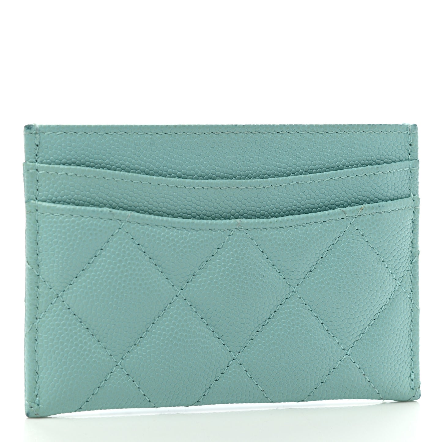 Caviar Quilted Card Holder Light Blue