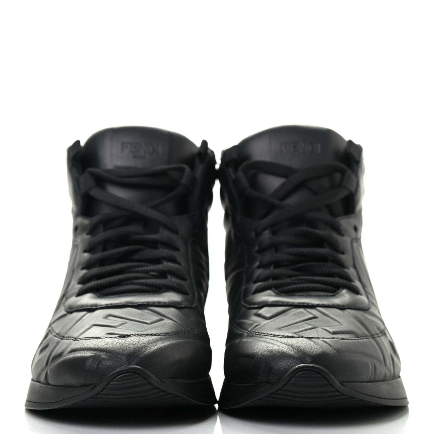 Fendi Nappa Macro FF Embossed High Top Sneakers 38 Black 2 of 8