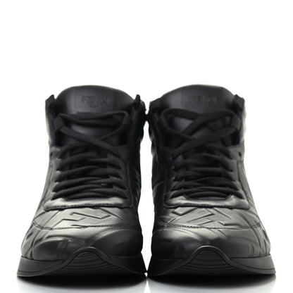 Fendi Nappa Macro FF Embossed High Top Sneakers 38 Black 2 of 8