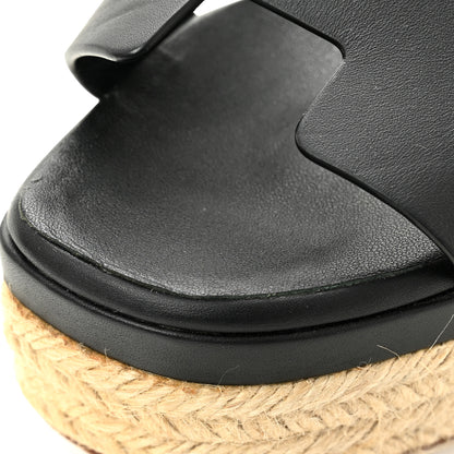 Hermes Calfskin Elda Espadrille Wedge Sandals 36 Black 10 of 10