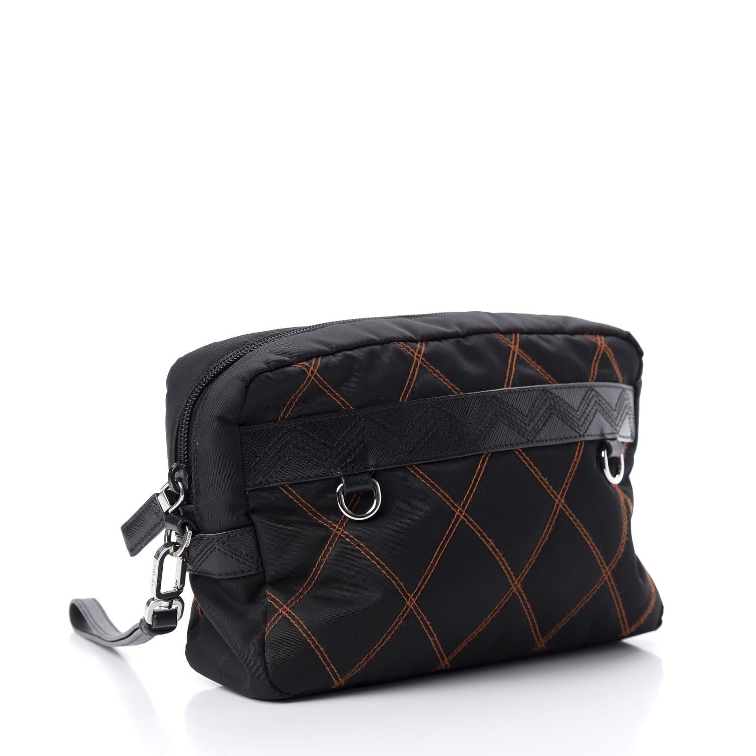 Prada Tessuto Nylon Impunturato Pochette Black 3 of 8