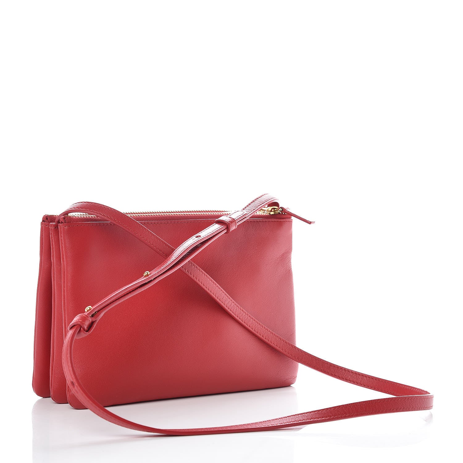 Celine Lambskin Small Trio Crossbody Bag Red 3 of 12