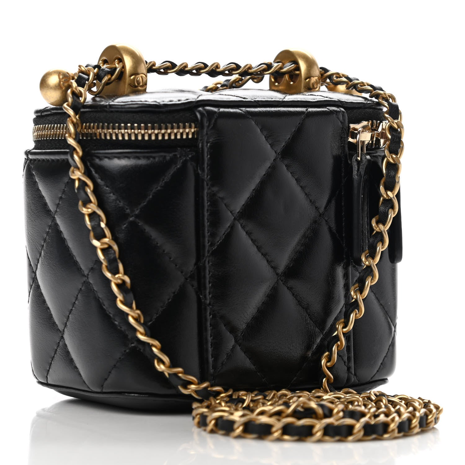 Chanel Calfskin Quilted Mini Perfect Fit Vanity Case With Chain Black 3 of 11