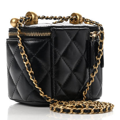 Chanel Calfskin Quilted Mini Perfect Fit Vanity Case With Chain Black 3 of 11