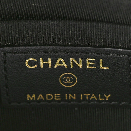 Chanel Calfskin Crocodile Embossed Graffiti 2.55 Cocodile Reissue Zip Pouch Black Gold 6 of 8