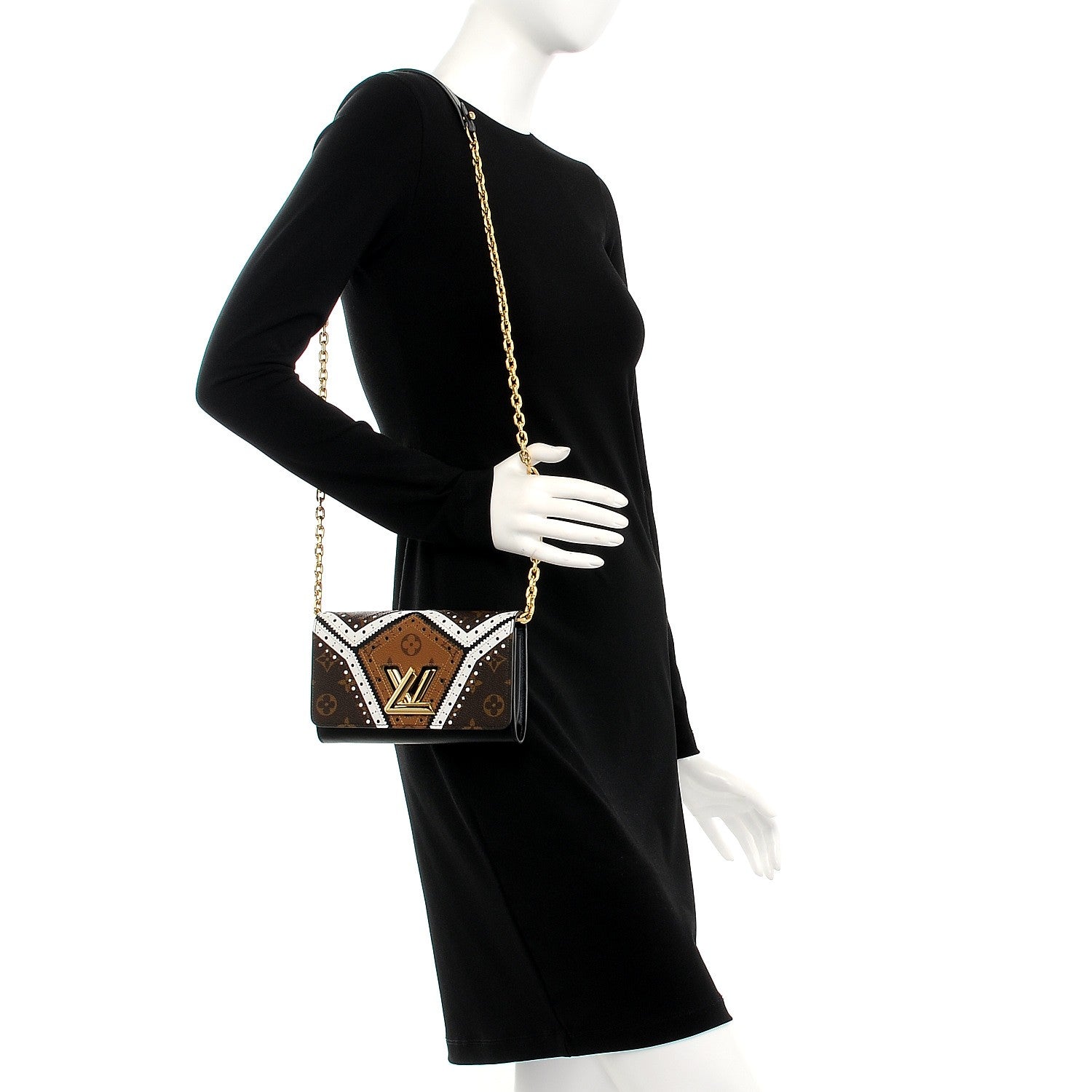 Louis Vuitton Veau Satin Monogram Twist Chain Wallet 2 of 8