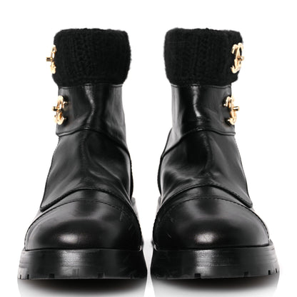 Chanel Calfskin Knit CC Short Boots 40 Black 3 of 13