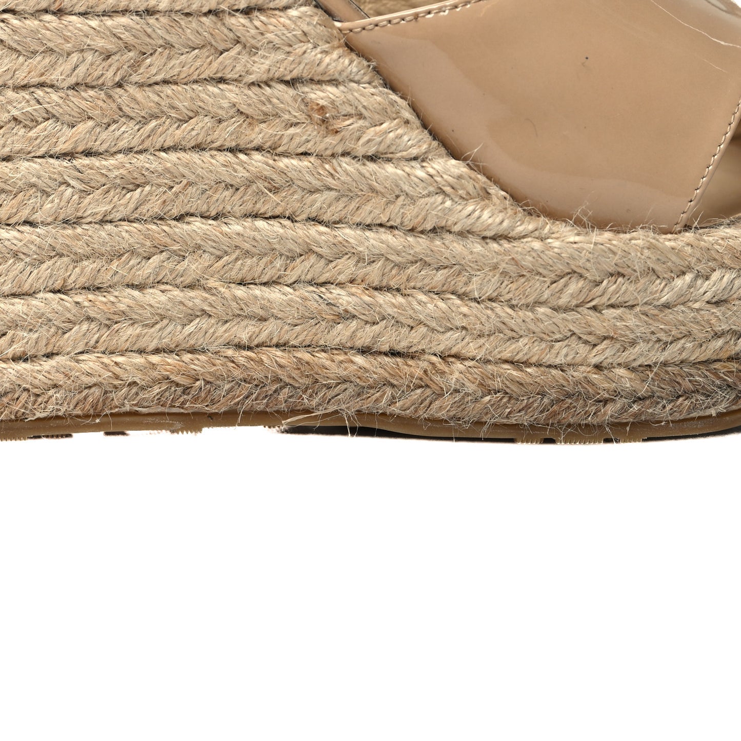 Patent Wedge Sandals 40 Nude