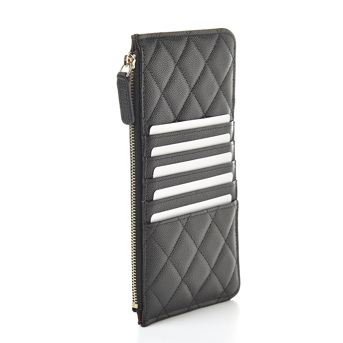 Caviar Quilted Classic Flat Wallet Pouch Black