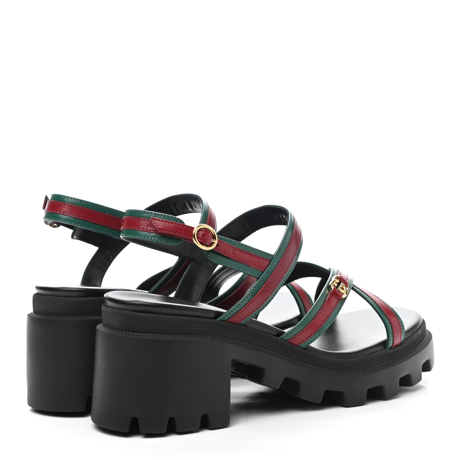 Gucci Nappa Platform Lug Sole Sandals 38 Black 4 of 9