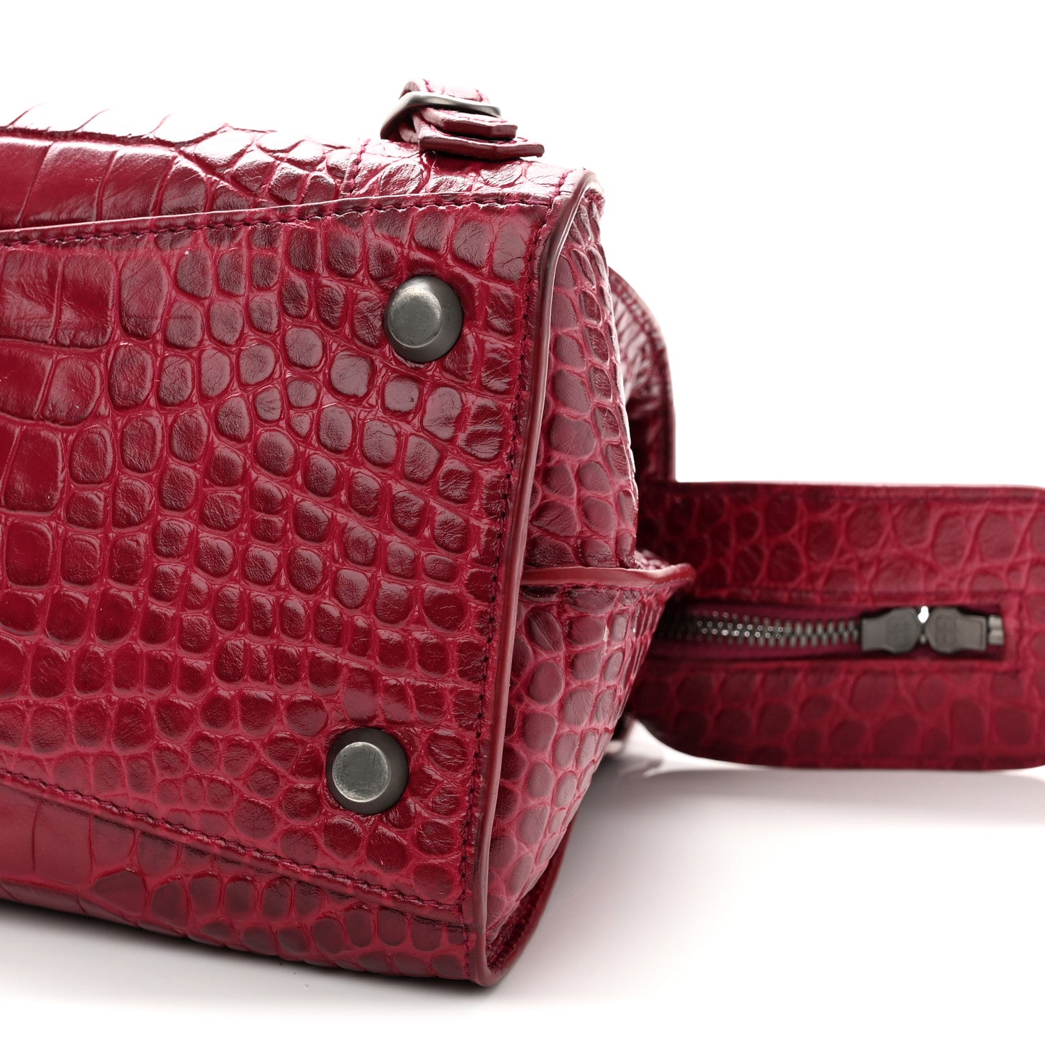 Balenciaga Calfskin Crocodile Embossed Neo Classic Silver Hardware S City Raspberry 9 of 12