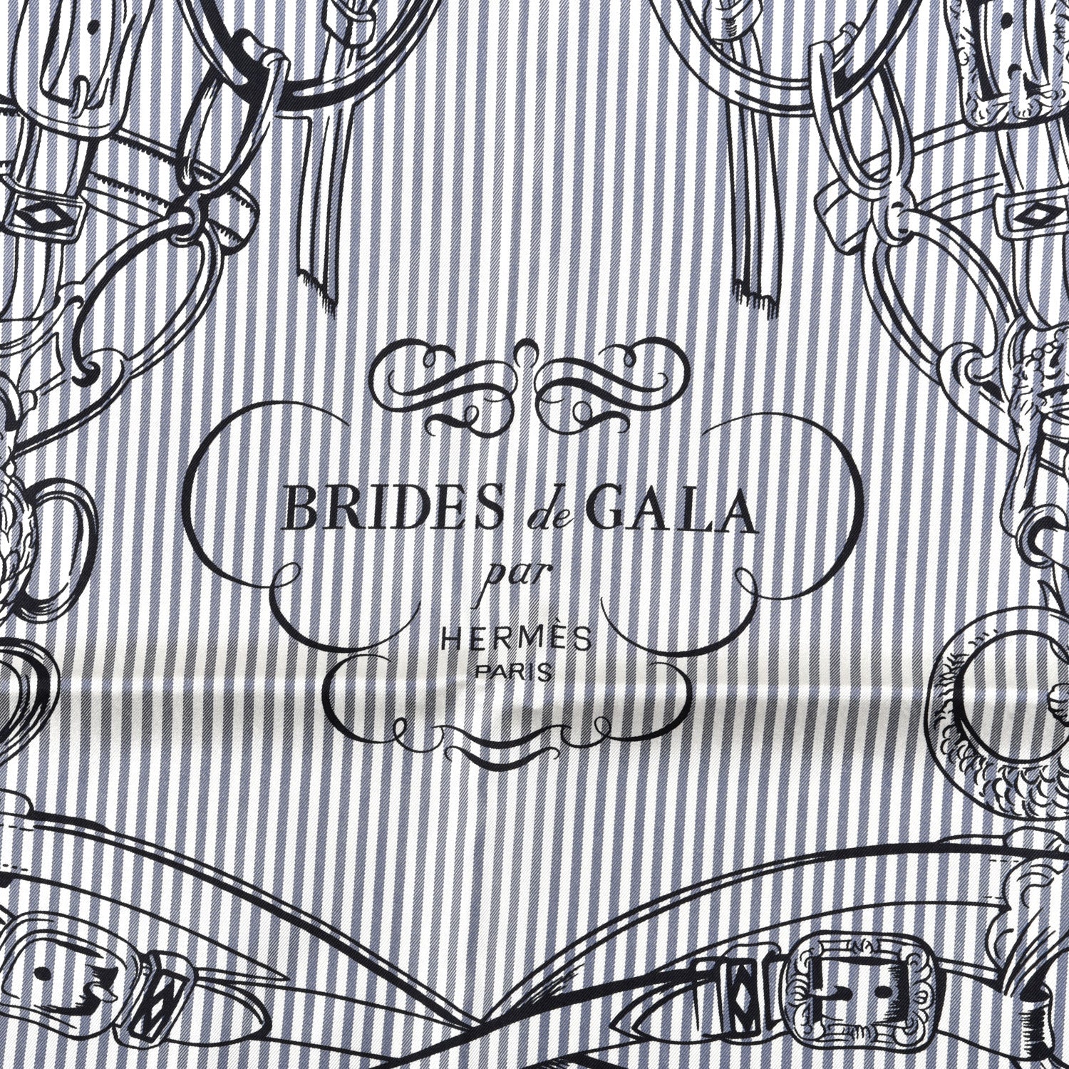 Hermes Silk Carre Eyeliner Brides De Gala Scarf 90 Orange Blue Black 2 of 4