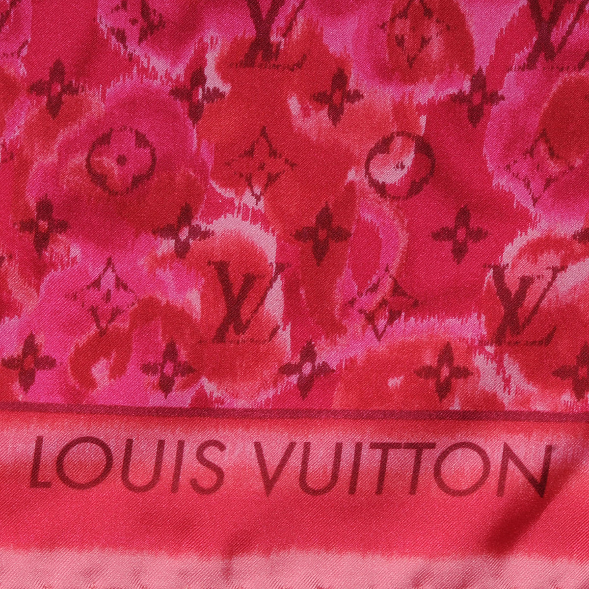 Louis Vuitton Silk Monogram Ikat Summer Square Scarf Rose Indien 3 of 5
