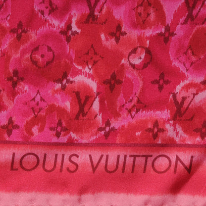 Louis Vuitton Silk Monogram Ikat Summer Square Scarf Rose Indien 3 of 5