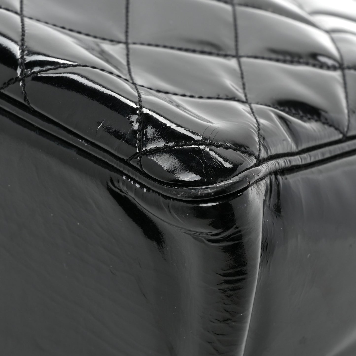 Patent Quilted Tote Black