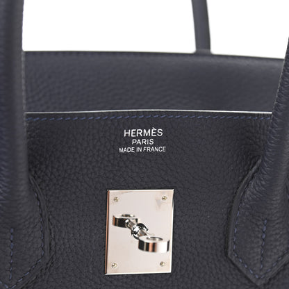 Hermes Togo Swift Officier Birkin 35 Bleu Nuit Vert Cypress 6 of 13