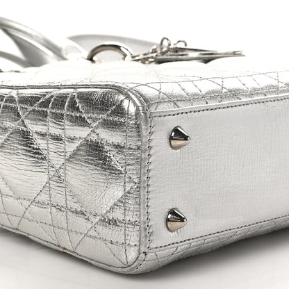 Christian Dior Metallic Grained Calfskin Cannage Small Lucky Badges My Lady Dior Silver 9 of 13