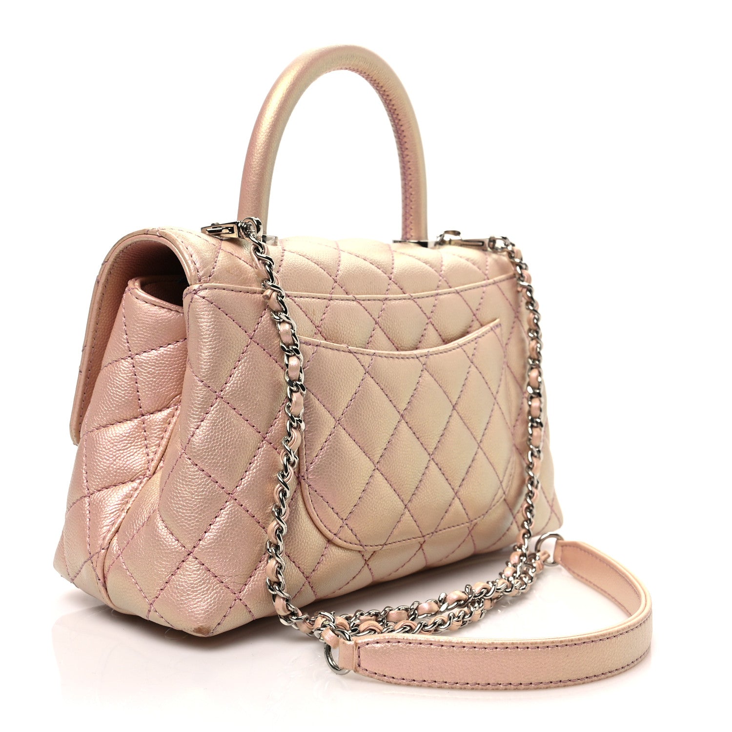 Chanel Iridescent Caviar Quilted Mini Coco Handle Flap Pink 3 of 10