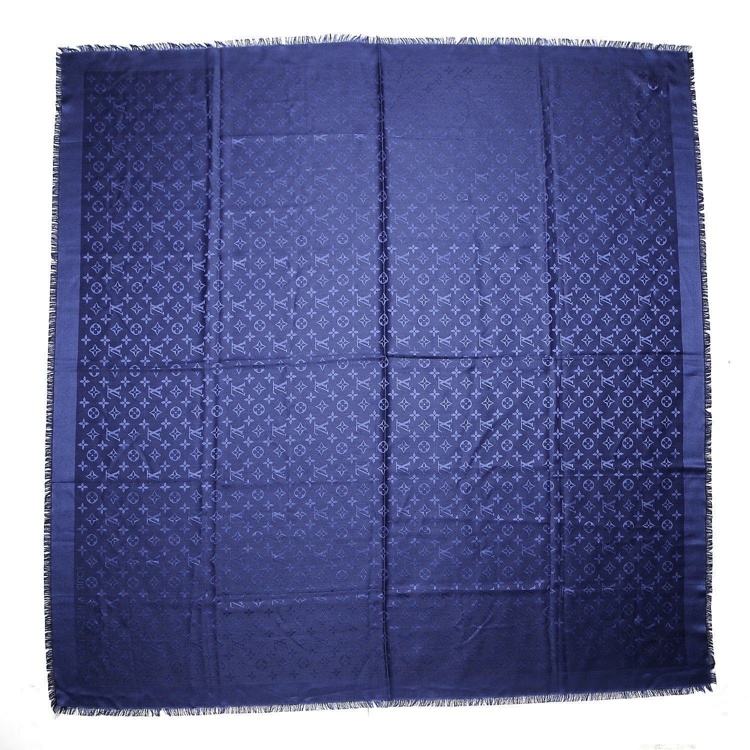 Louis Vuitton Wool Silk Monogram Shawl Night Blue 3 of 4