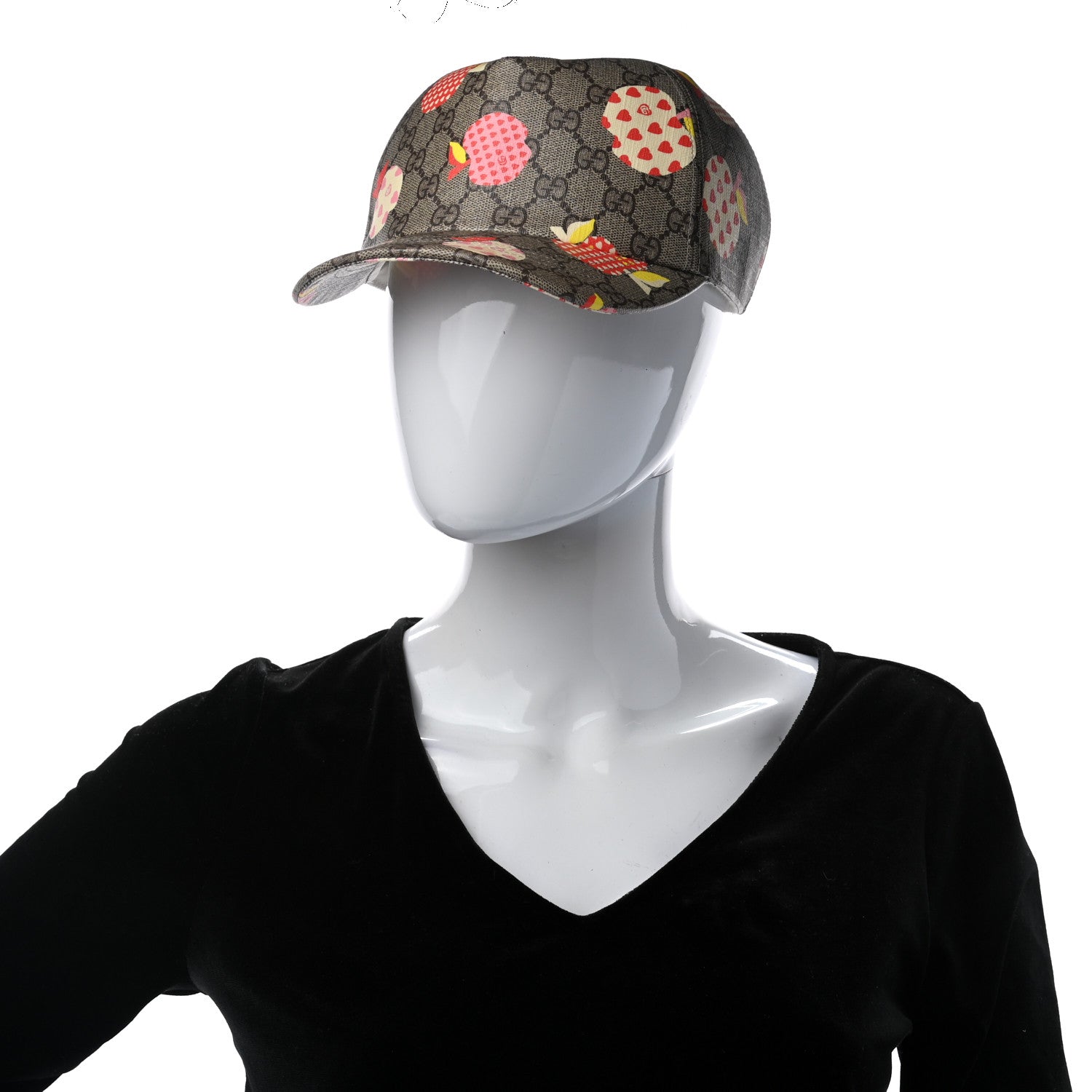 Gucci GG Supreme Monogram Les Pommes Baseball Hat M Beige Multicolor 2 of 9
